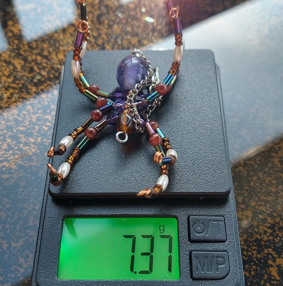 Artisan Beaded Spider Pendant • Purple and Brown - Picture 10 of 17